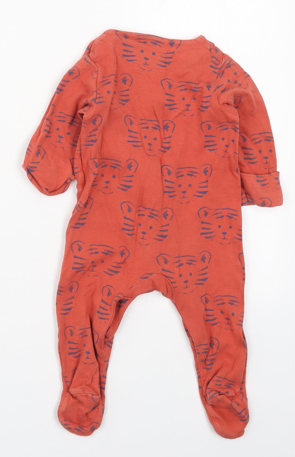 Marks and Spencer Baby Orange Solid Cotton Cami One Piece Size 3-6 Months  Button - Tigers