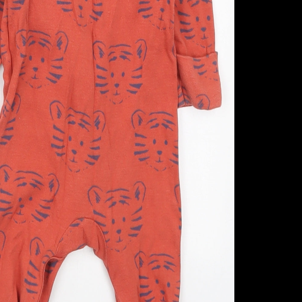 Marks and Spencer Baby Orange Solid Cotton Cami One Piece Size 3-6 Months  Button - Tigers