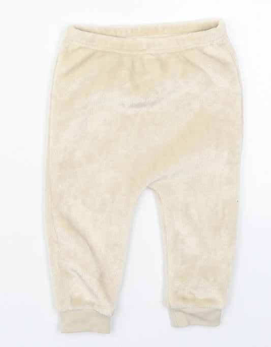 Front view of Tu Baby Beige Polyester sweatpants, size 12-18, Months - Pyjama Pants