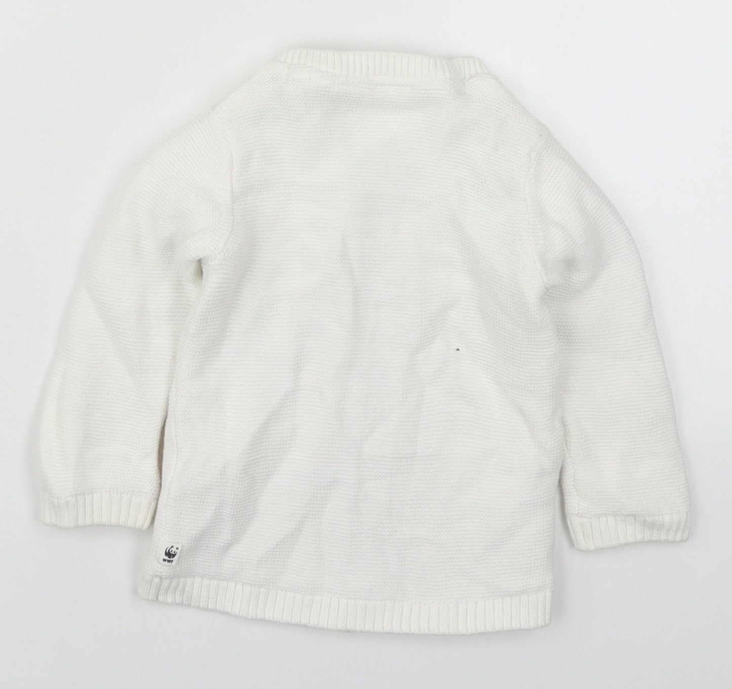 F&F Baby White  Cotton Cardigan Jumper Size 12-18 Months  Button - Lions and Tiges