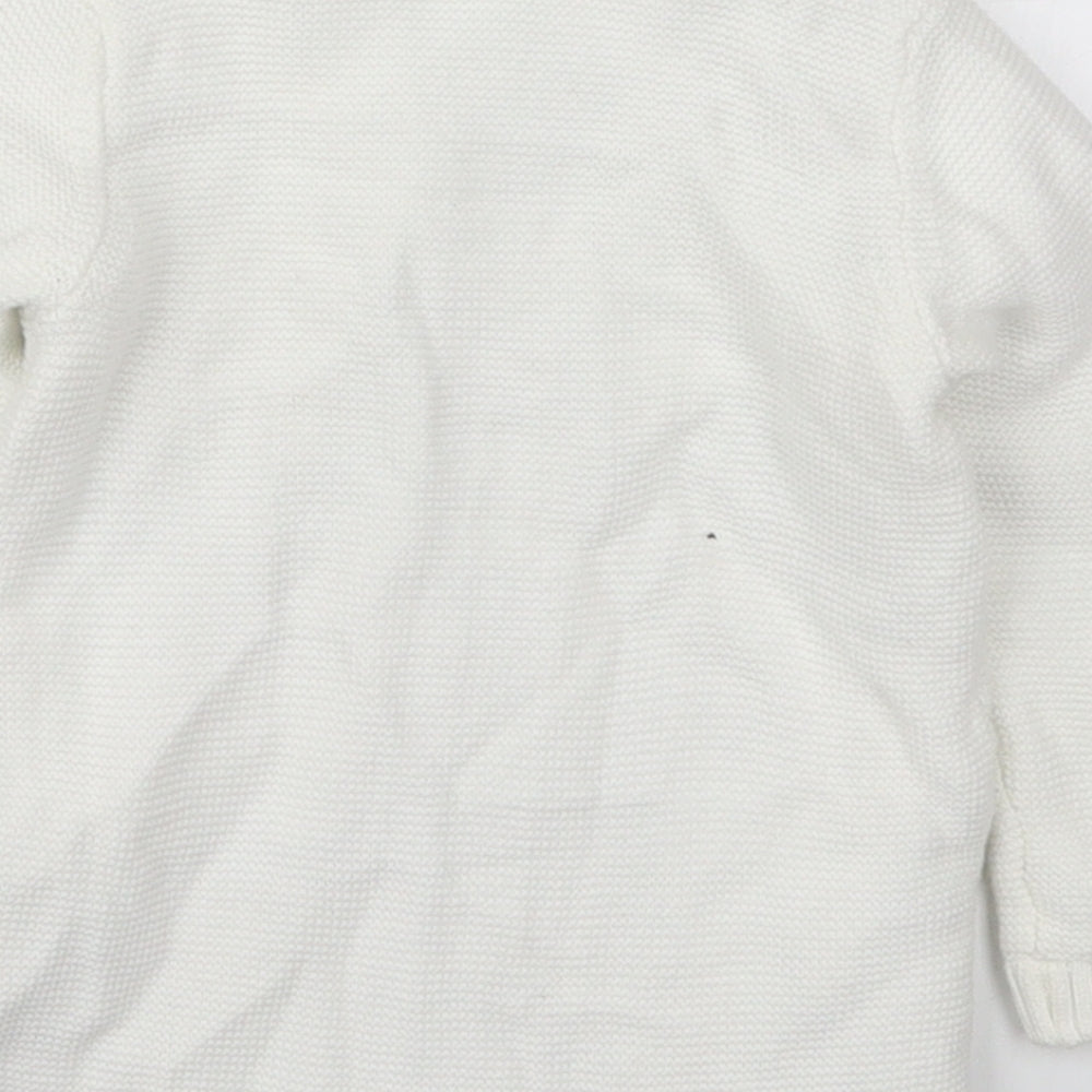 F&F Baby White  Cotton Cardigan Jumper Size 12-18 Months  Button - Lions and Tiges