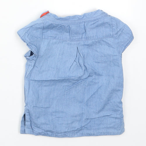 Tootsa Girls Blue  Cotton Basic T-Shirt Size 0-3 Months Crew Neck Pullover - Birds