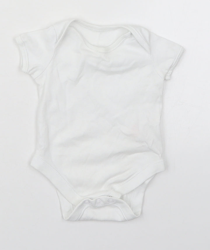F&F Baby White Cotton Babygrow One-Piece Size 3-6 Months Button