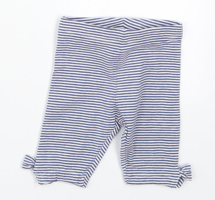 NEXT Girls Blue Striped Cotton Capri Leggings Size 3-6 Months