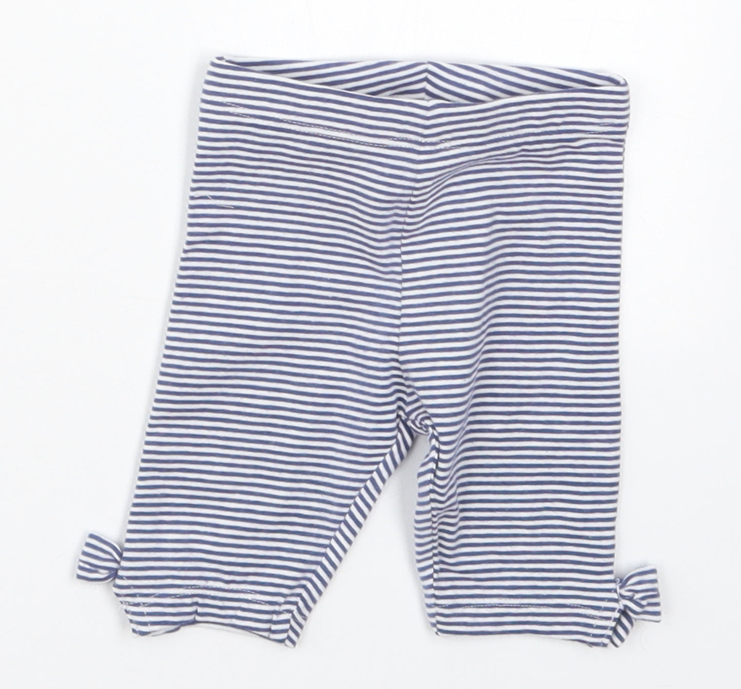 NEXT Girls Blue Striped Cotton Capri Leggings Size 3-6 Months