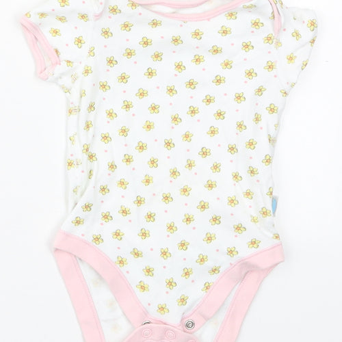 Marks and Spencer Girls Multicoloured Floral Cotton Babygrow One-Piece Size 3-6 Months  Button