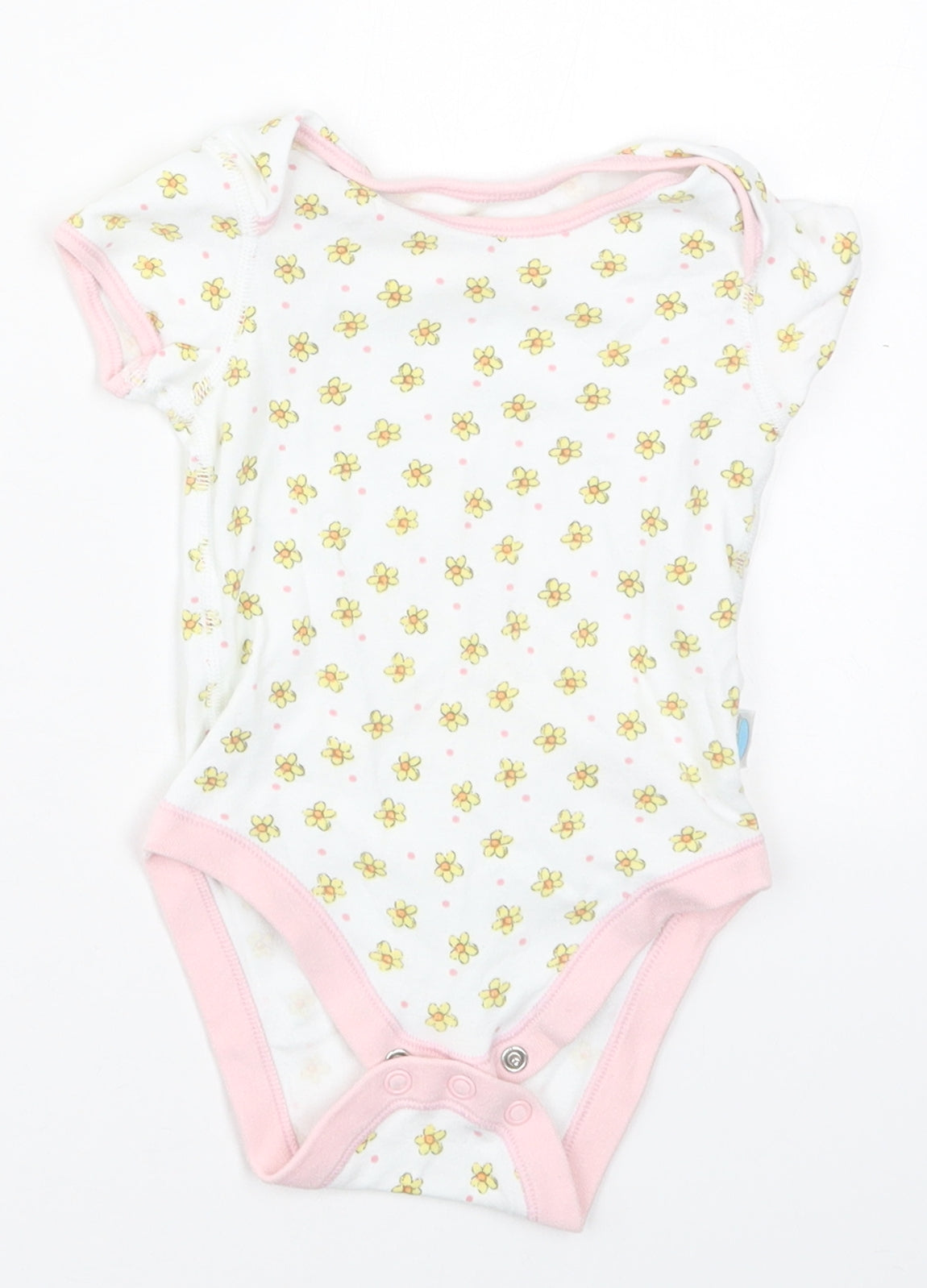 Marks and Spencer Girls Multicoloured Floral Cotton Babygrow One-Piece Size 3-6 Months  Button