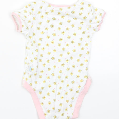 Marks and Spencer Girls Multicoloured Floral Cotton Babygrow One-Piece Size 3-6 Months  Button