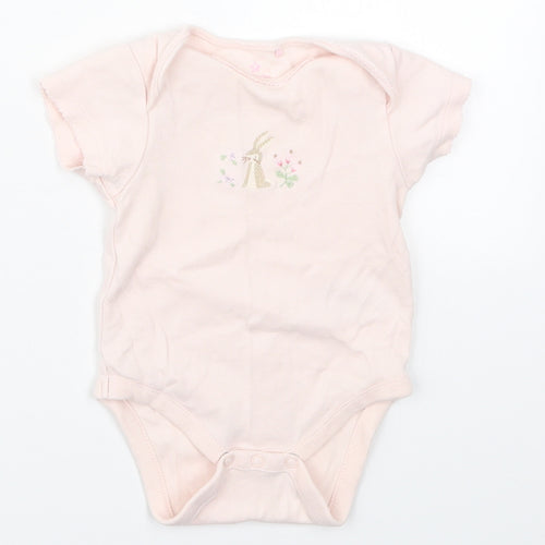 NEXT Girls Pink  Cotton Babygrow One-Piece Size 3-6 Months  Button - Rabbit