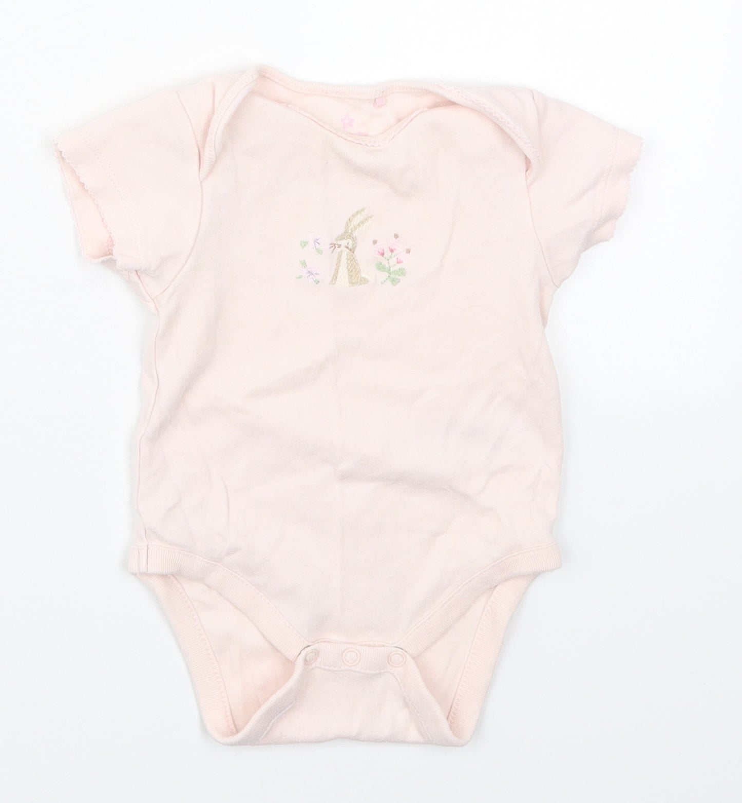 NEXT Girls Pink  Cotton Babygrow One-Piece Size 3-6 Months  Button - Rabbit