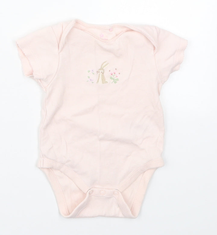 NEXT Girls Pink  Cotton Babygrow One-Piece Size 3-6 Months  Button - Rabbit
