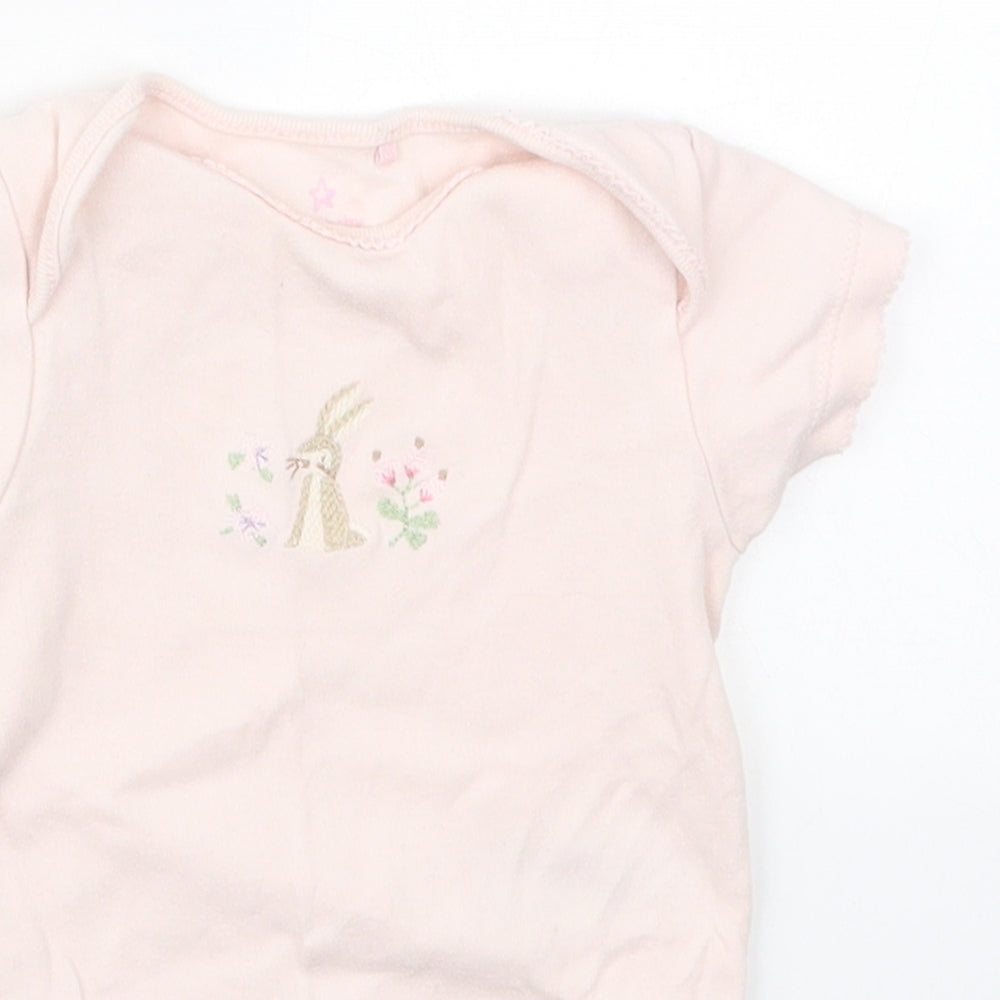 NEXT Girls Pink  Cotton Babygrow One-Piece Size 3-6 Months  Button - Rabbit