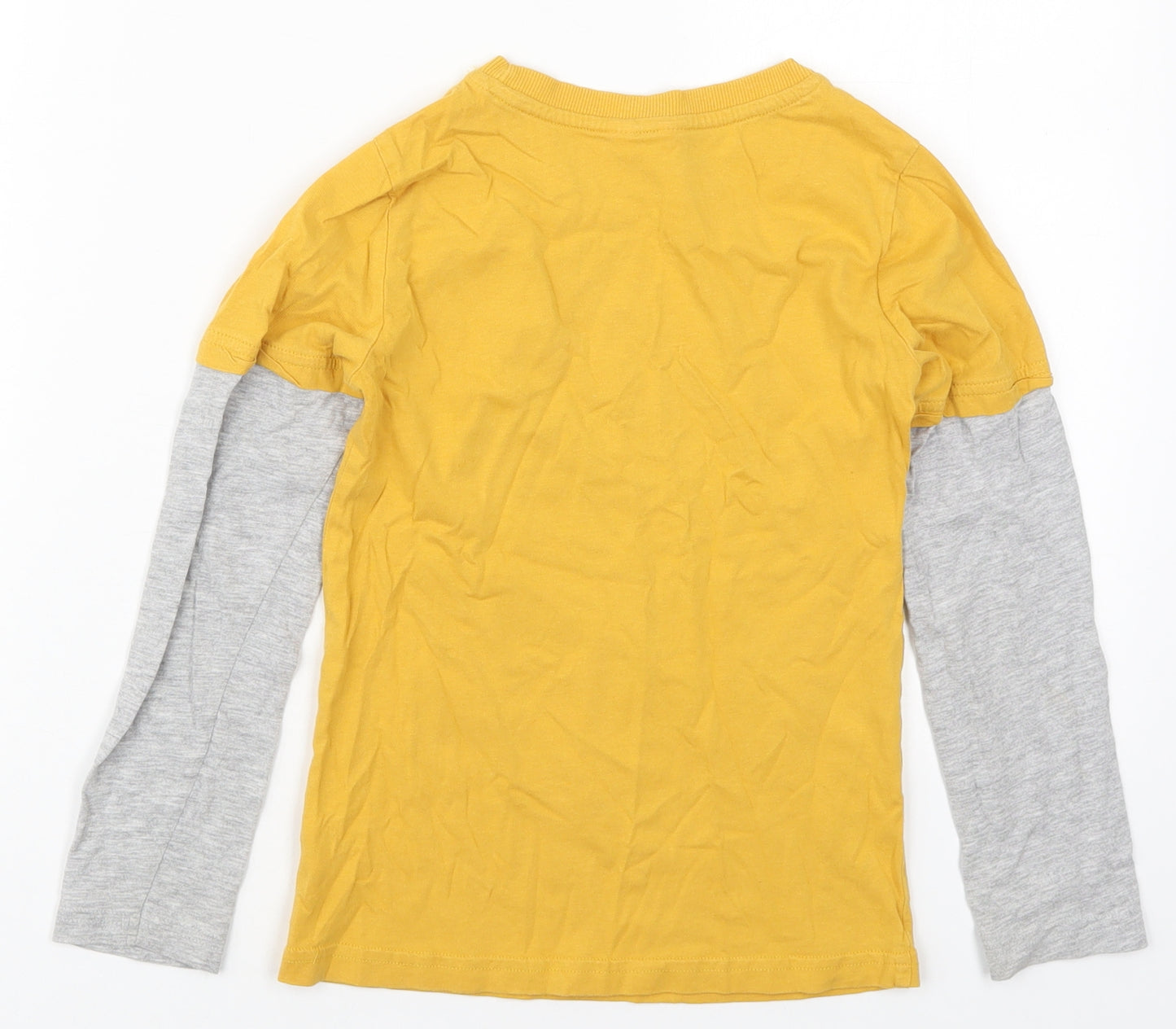 M&Co Boys Yellow  Cotton Basic T-Shirt Size 7-8 Years Crew Neck Pullover - Tokyo