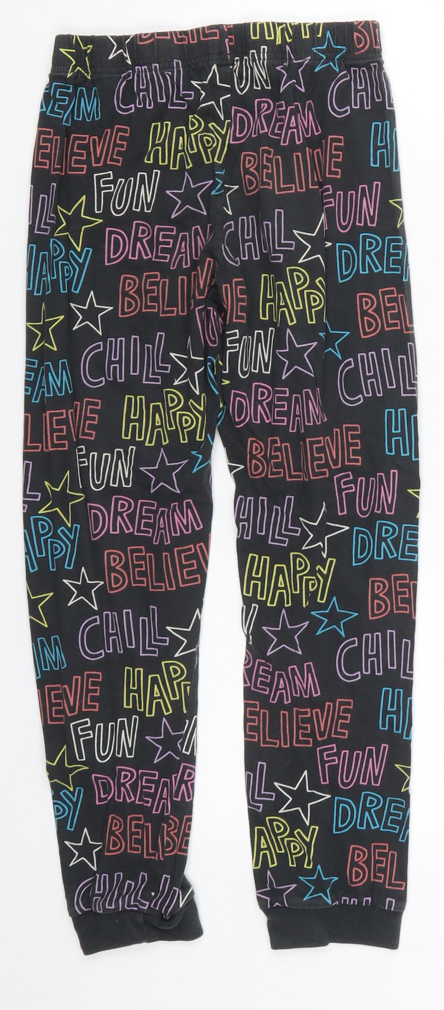 Marks and Spencer Boys Multicoloured Geometric Cotton Sweatpants Trousers Size 9-10 Years  Regular  - Chill Dreams Believe Pyjama Pants