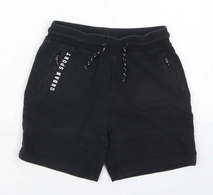 Matalan Boys Black Cotton Sweat Shorts Size 6 Years Regular Drawstring - Urban Sport