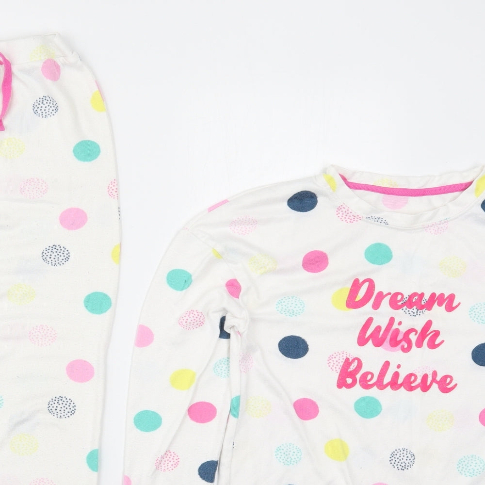 Dunnes Girls Multicoloured Polka Dot Polyester Top Pyjama Set Size 9-10 Years  Pullover - Dream Wish Believe