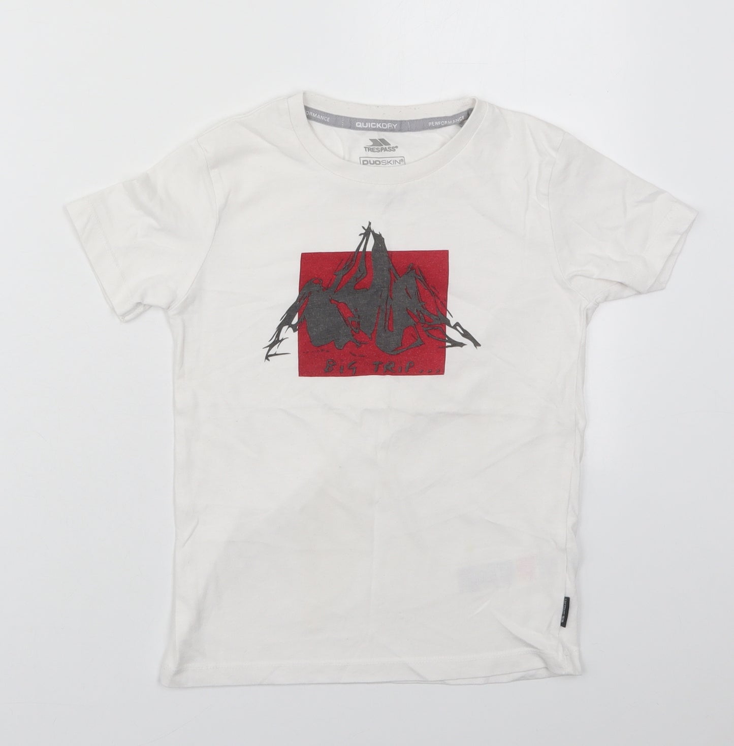 Trespass Boys White  Cotton Basic T-Shirt Size 7-8 Years Crew Neck Pullover - Big Trip
