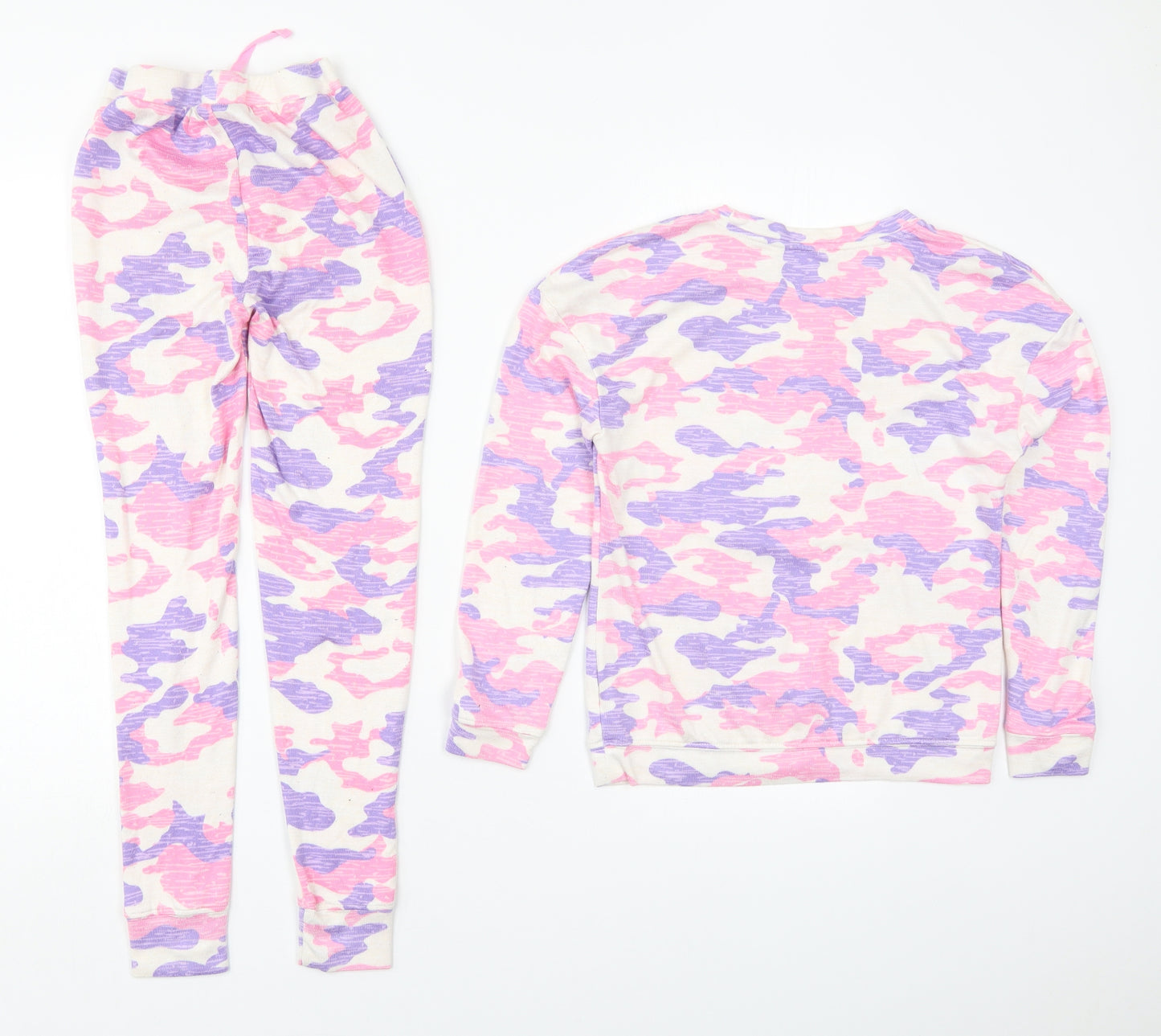 Dunnes Girls Pink Camouflage Polyester Top Pyjama Set Size 9-10 Years   - Sleep Squad Purple