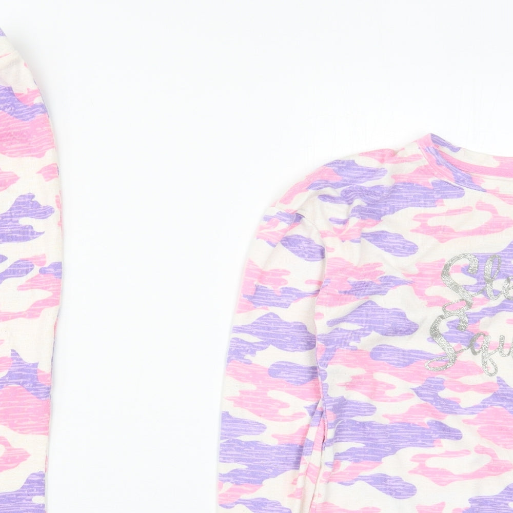 Dunnes Girls Pink Camouflage Polyester Top Pyjama Set Size 9-10 Years   - Sleep Squad Purple