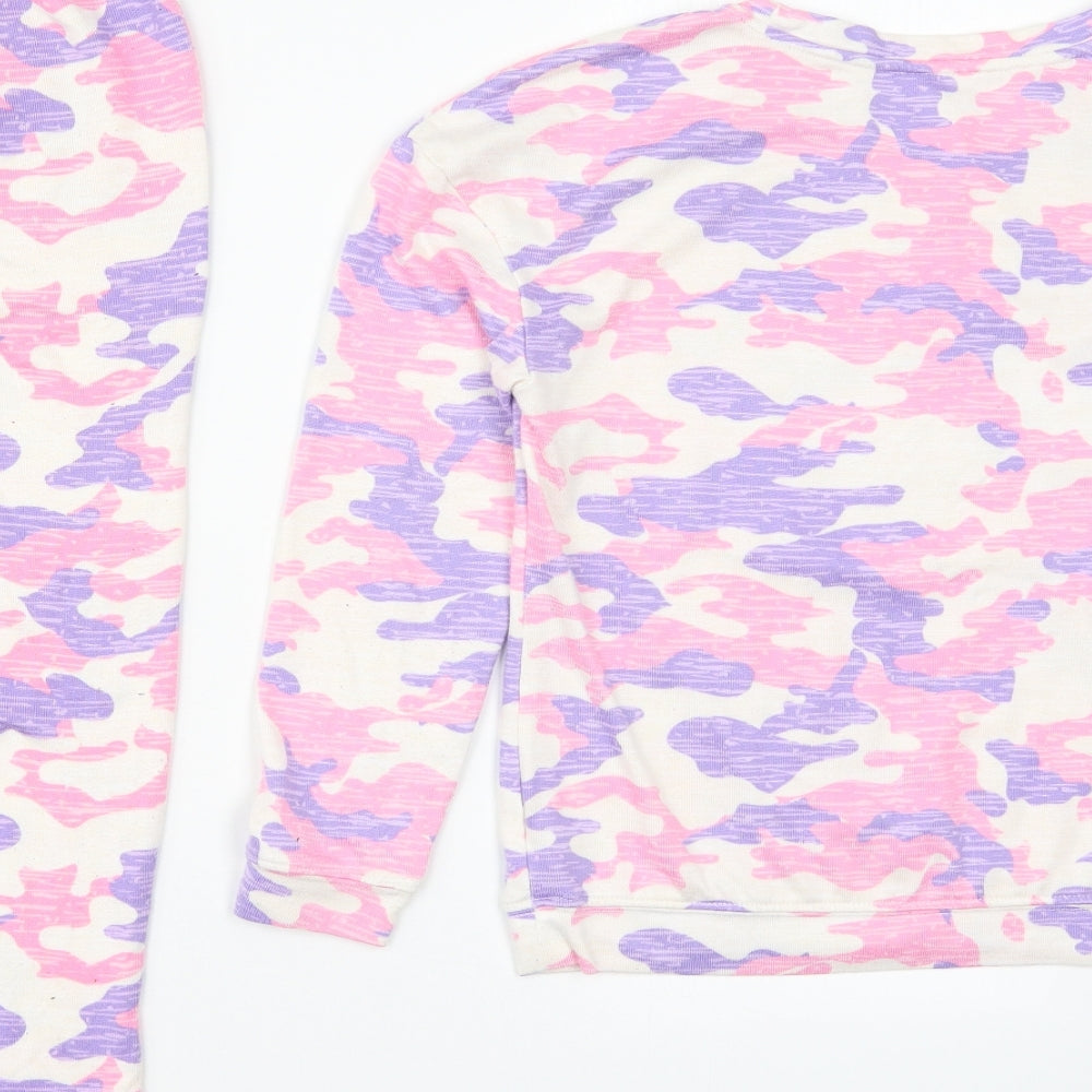 Dunnes Girls Pink Camouflage Polyester Top Pyjama Set Size 9-10 Years   - Sleep Squad Purple