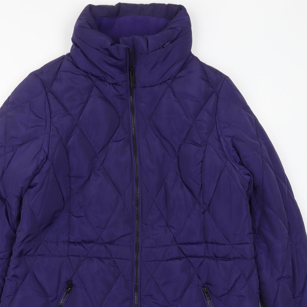 Marks and Spencer Womens Purple   Quilted Coat Size 14  Zip