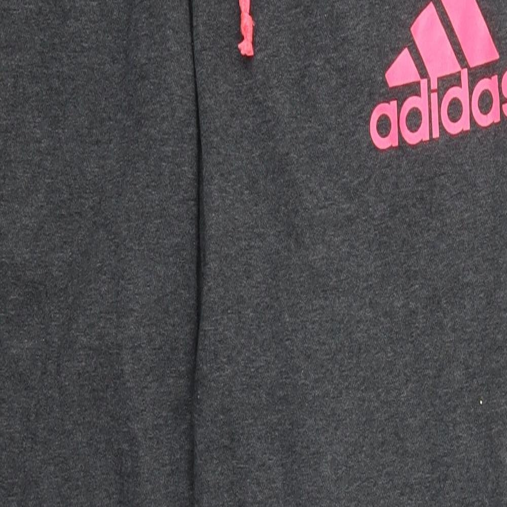 adidas Womens Grey  Cotton Sweatpants Trousers Size 12 L30 in Regular Drawstring