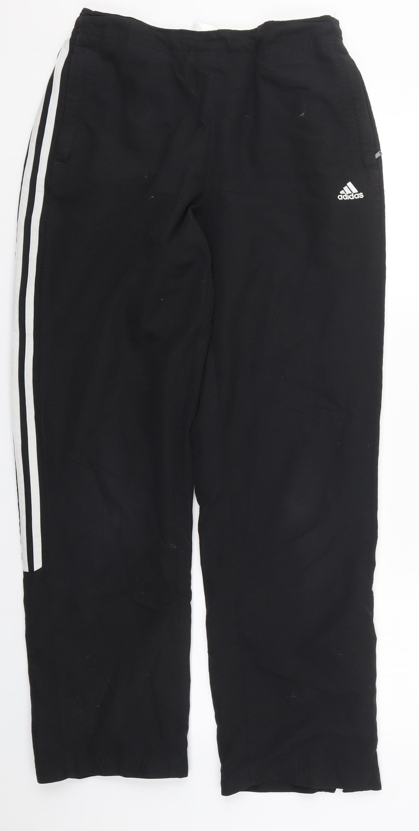 adidas Womens Black  Polyester Track Pants Trousers Size 12 L29 in Regular Drawstring