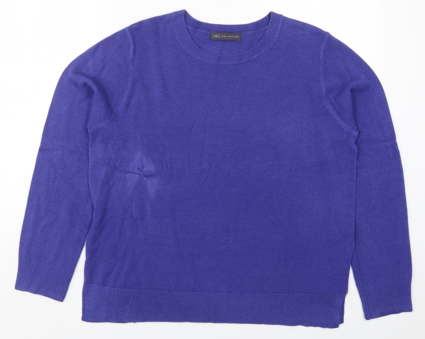Marks and Spencer Womens Purple Round Neck  Acrylic Pullover Jumper Size 16