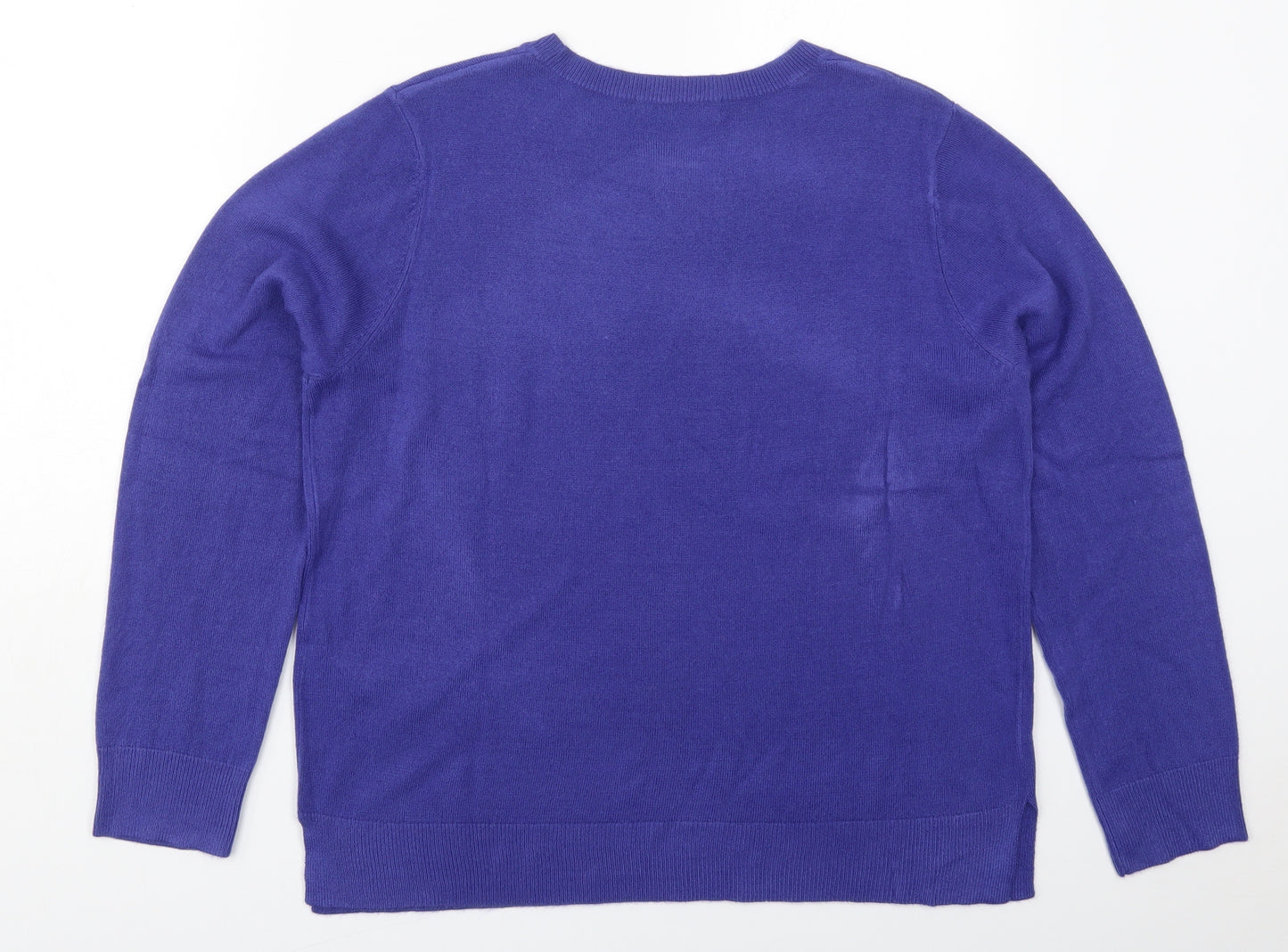 Marks and Spencer Womens Purple Round Neck  Acrylic Pullover Jumper Size 16