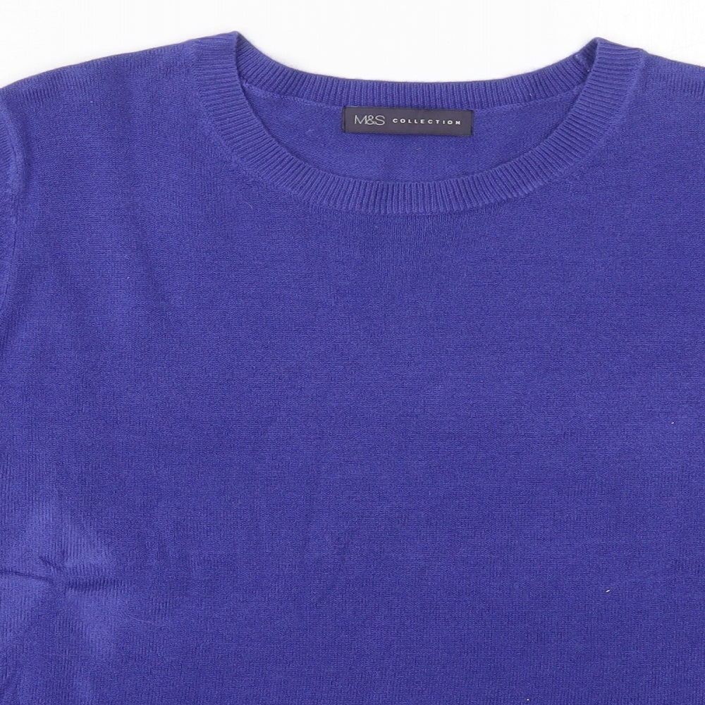 Marks and Spencer Womens Purple Round Neck  Acrylic Pullover Jumper Size 16