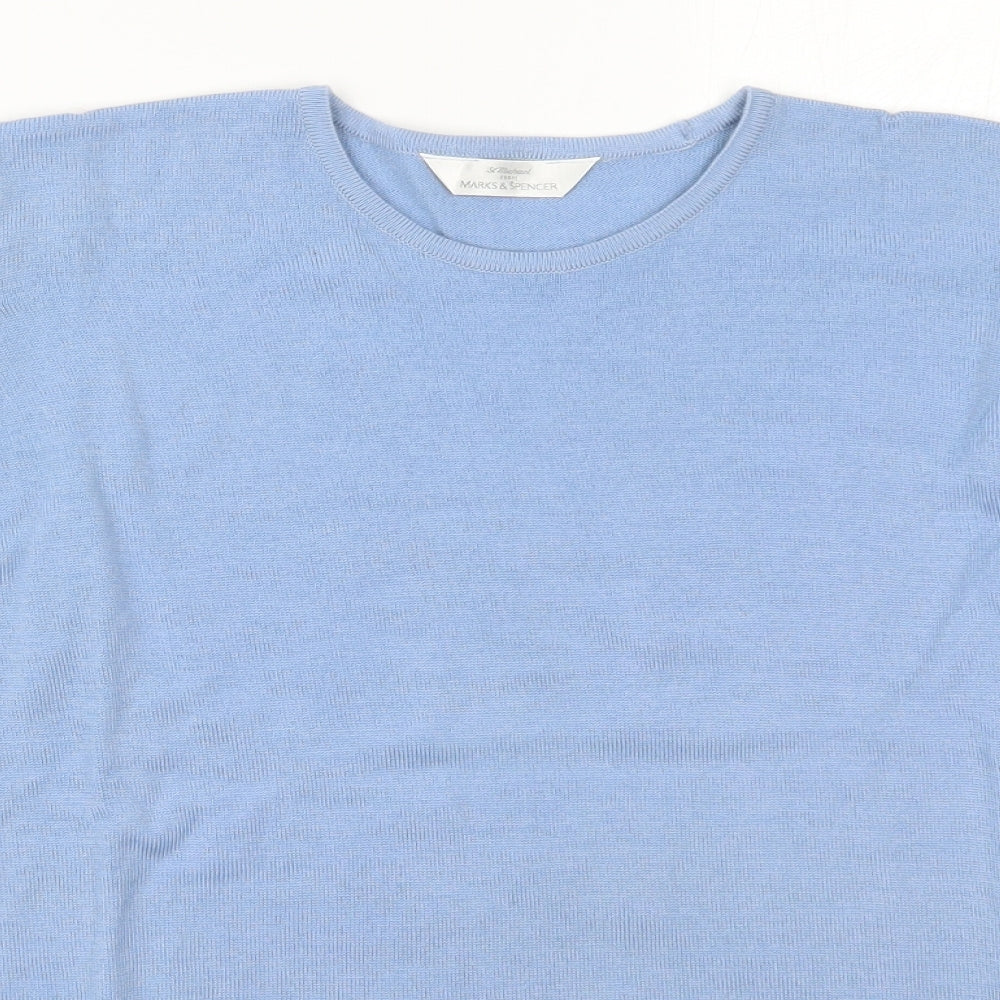 Marks and Spencer Womens Blue Round Neck  Wool Pullover Jumper Size 18