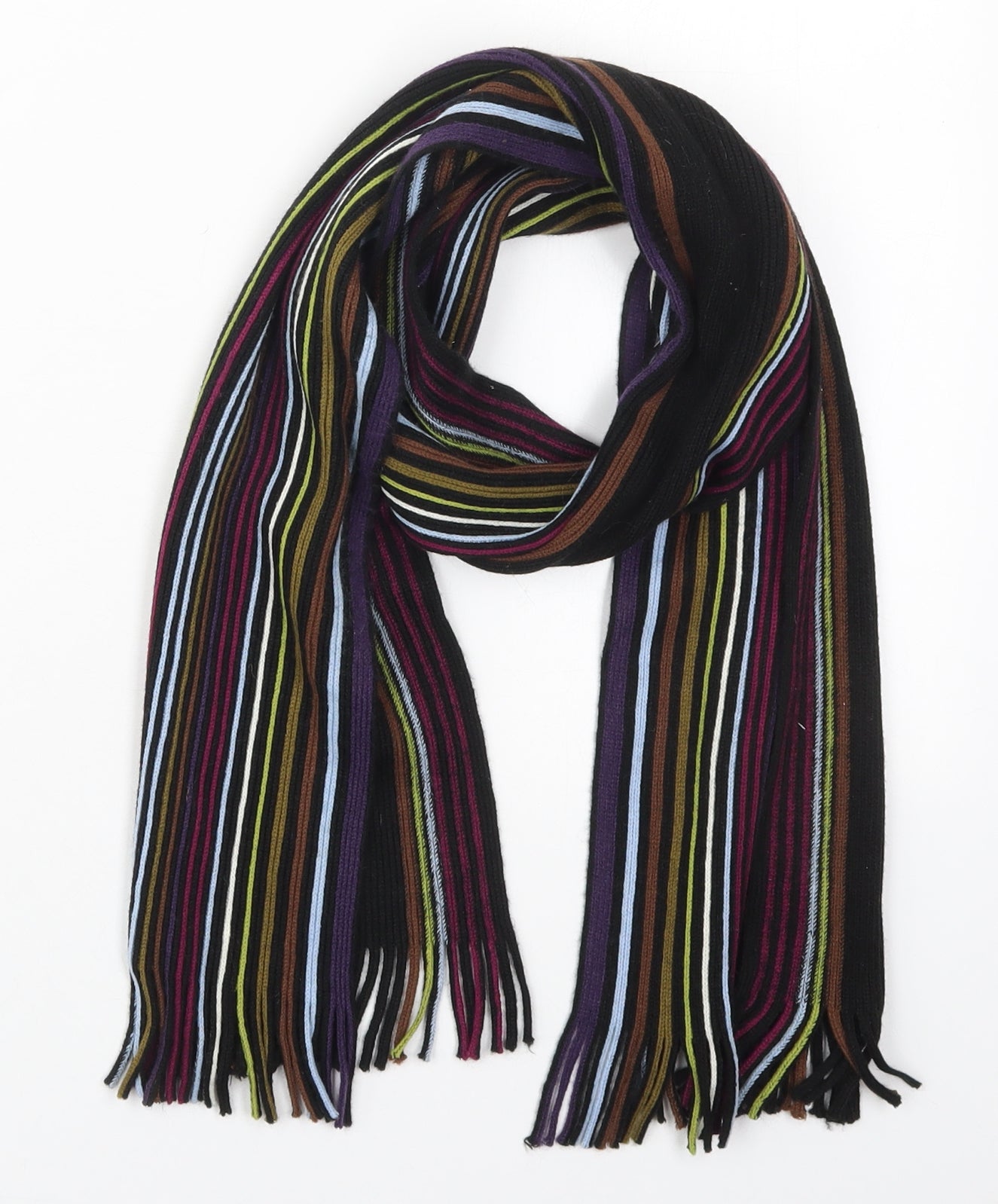 Preworn Mens Multicoloured Striped Acrylic Rectangle Scarf Scarf One Size