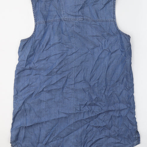 Denim & Co. Womens Blue  Lyocell Basic Tank Size 10 Round Neck - Button closure