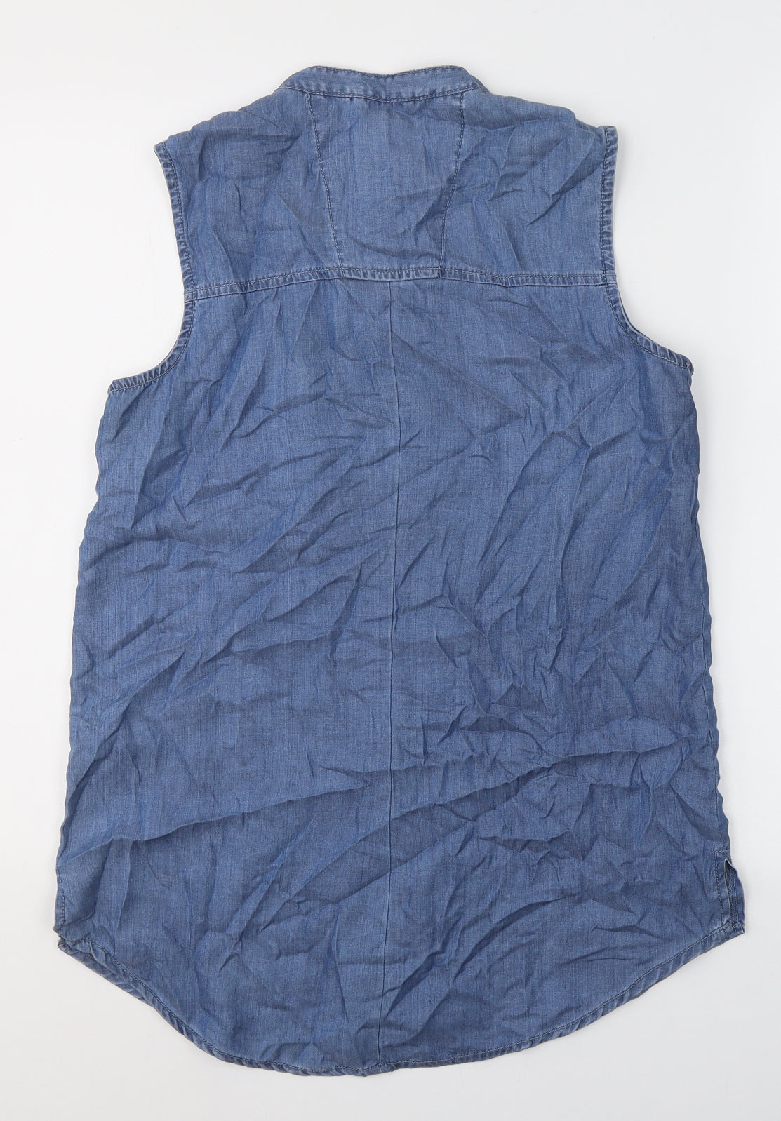 Denim & Co. Womens Blue  Lyocell Basic Tank Size 10 Round Neck - Button closure
