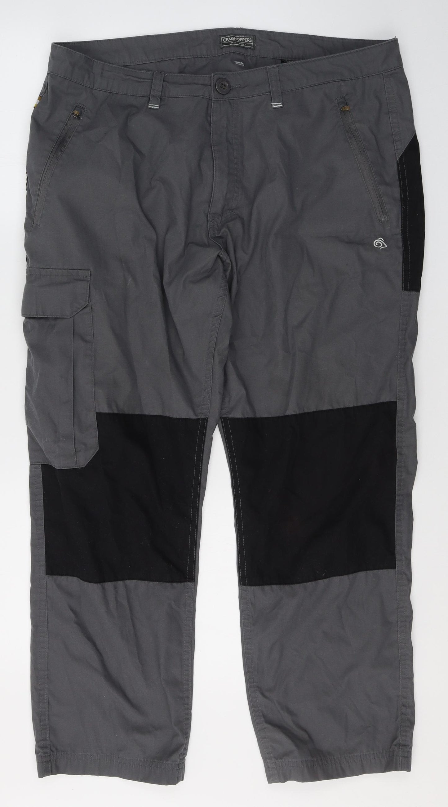 Craghoppers Mens Grey  Polyester Cargo Trousers Size 38 in L28 in Regular