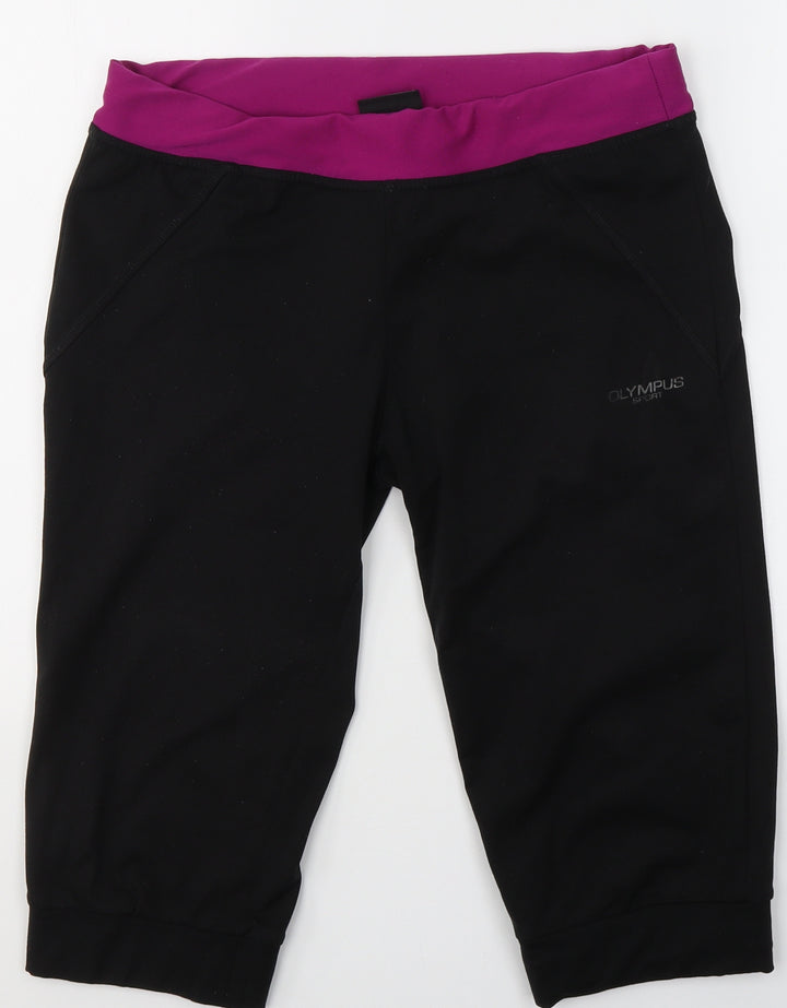 Olympus Womens Black Polyester Compression Shorts Size 8 L16 in Regular