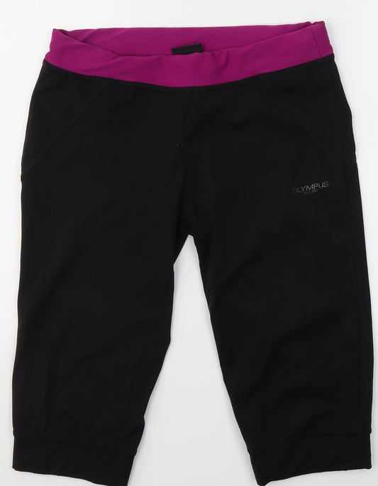 Olympus Womens Black  Polyester Compression Shorts Size 8 L16 in Regular