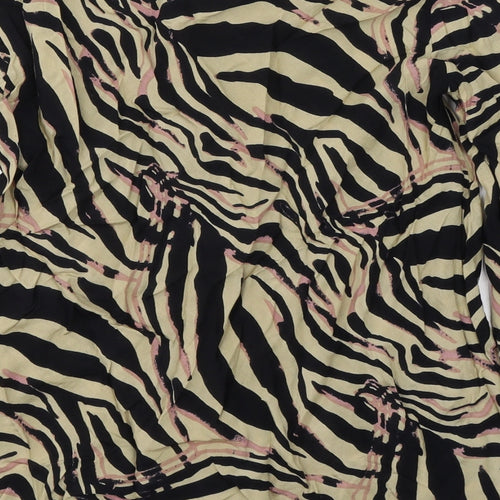 Masai Womens Beige Animal Print Viscose Basic Blouse Size XS Round Neck