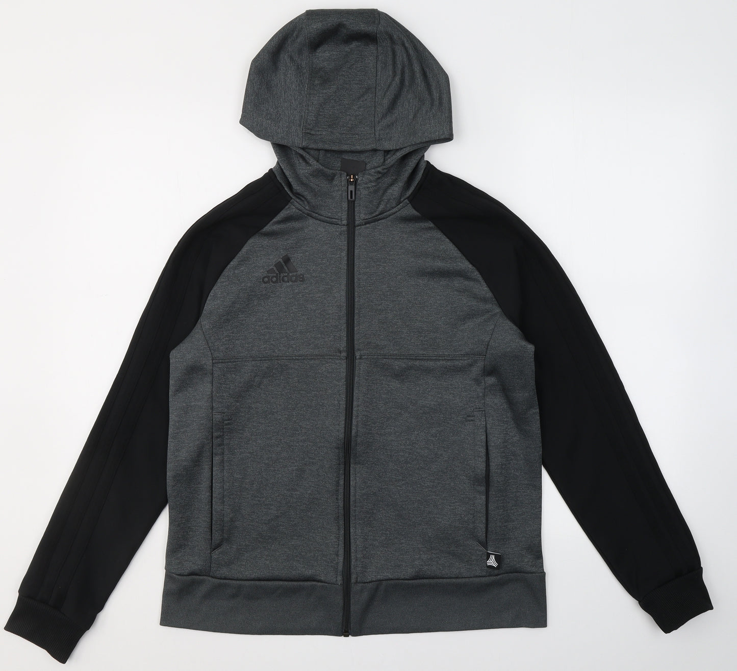 adidas Boys Grey  Polyester Full Zip Hoodie Size 13-14 Years
