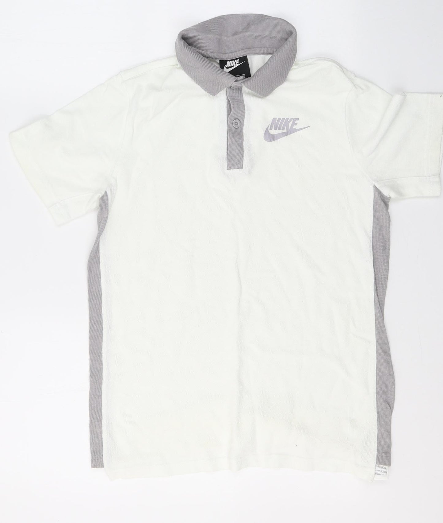 Nike Boys White  Cotton Basic T-Shirt Size XL Collared  - 158-170cm