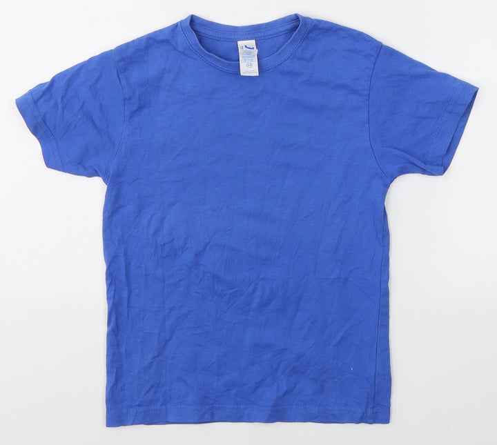 JHK Boys Blue  Cotton Basic T-Shirt Size 5-6 Years Round Neck