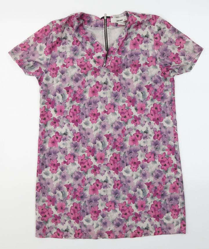 Sans Souci Womens Multicoloured Floral Polyester Tunic Blouse Size S V-Neck - Flowers
