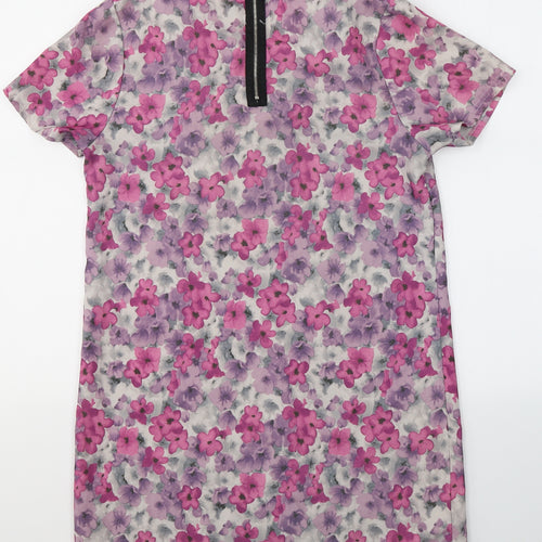 Sans Souci Womens Multicoloured Floral Polyester Tunic Blouse Size S V-Neck - Flowers
