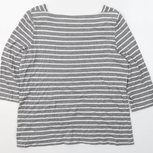 Olsen Womens Grey Round Neck Striped Polyester Pullover Jumper Size 12   - Dandelion