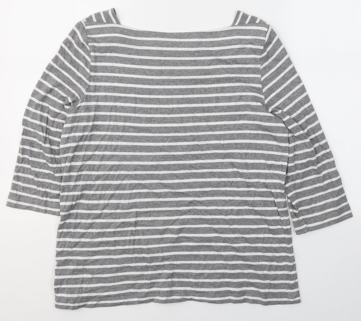 Olsen Womens Grey Round Neck Striped Polyester Pullover Jumper Size 12   - Dandelion