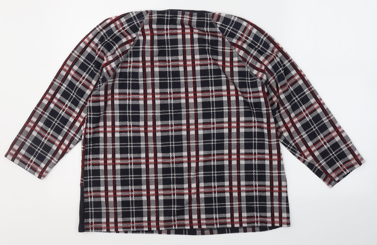 Betty Barclay Womens Blue Plaid Cotton Basic Blouse Size 12 Round Neck