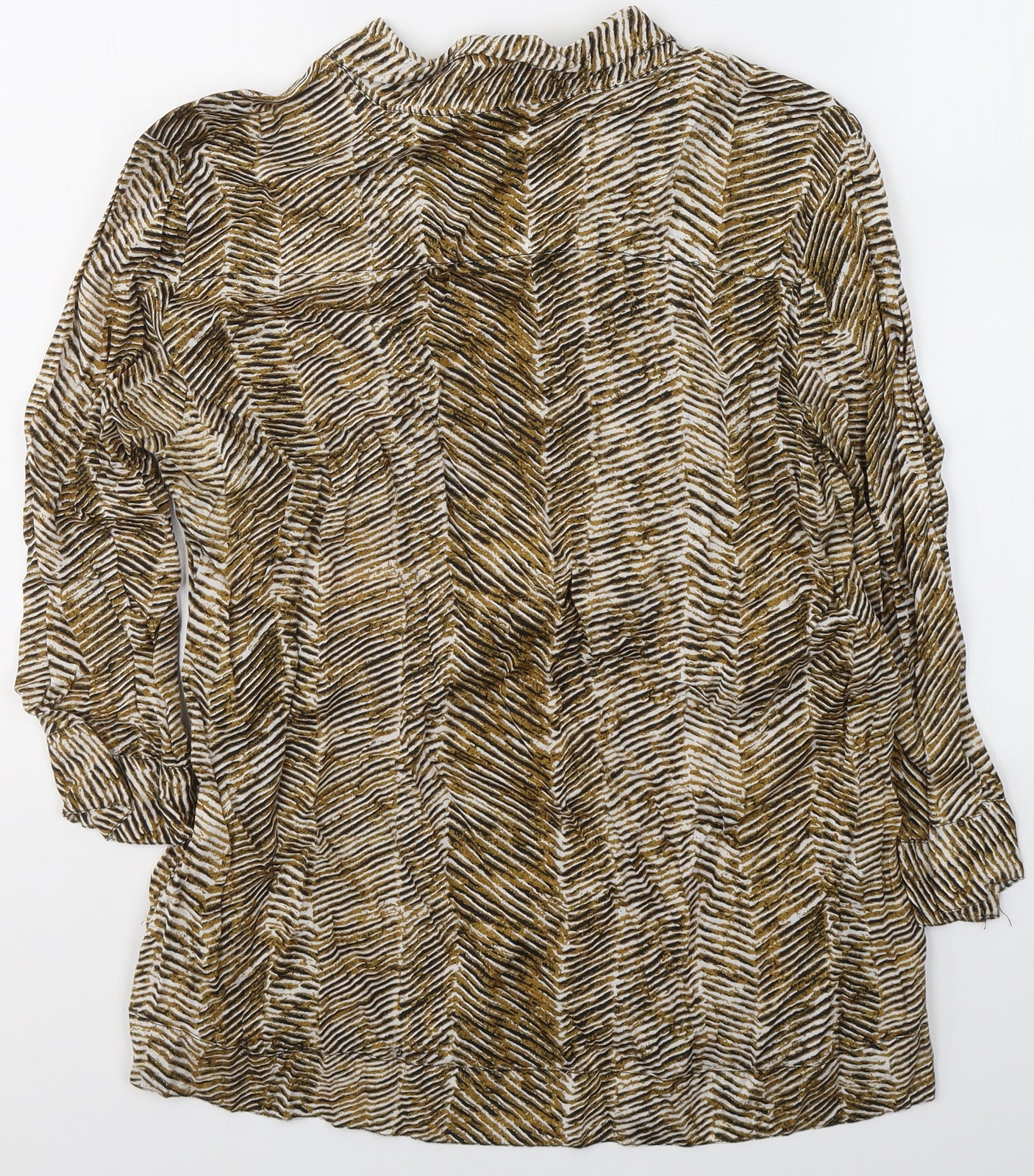 Masai Womens Yellow Animal Print Viscose Basic Blouse Size XS V-Neck