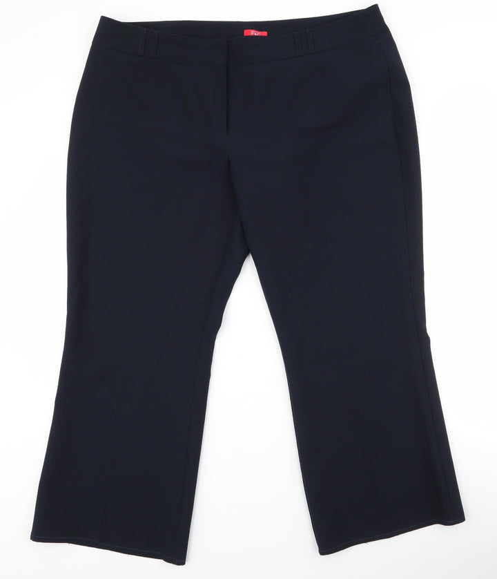 F&F Womens Blue  Polyester Dress Pants Trousers Size 18 L26.5 in Regular Tie