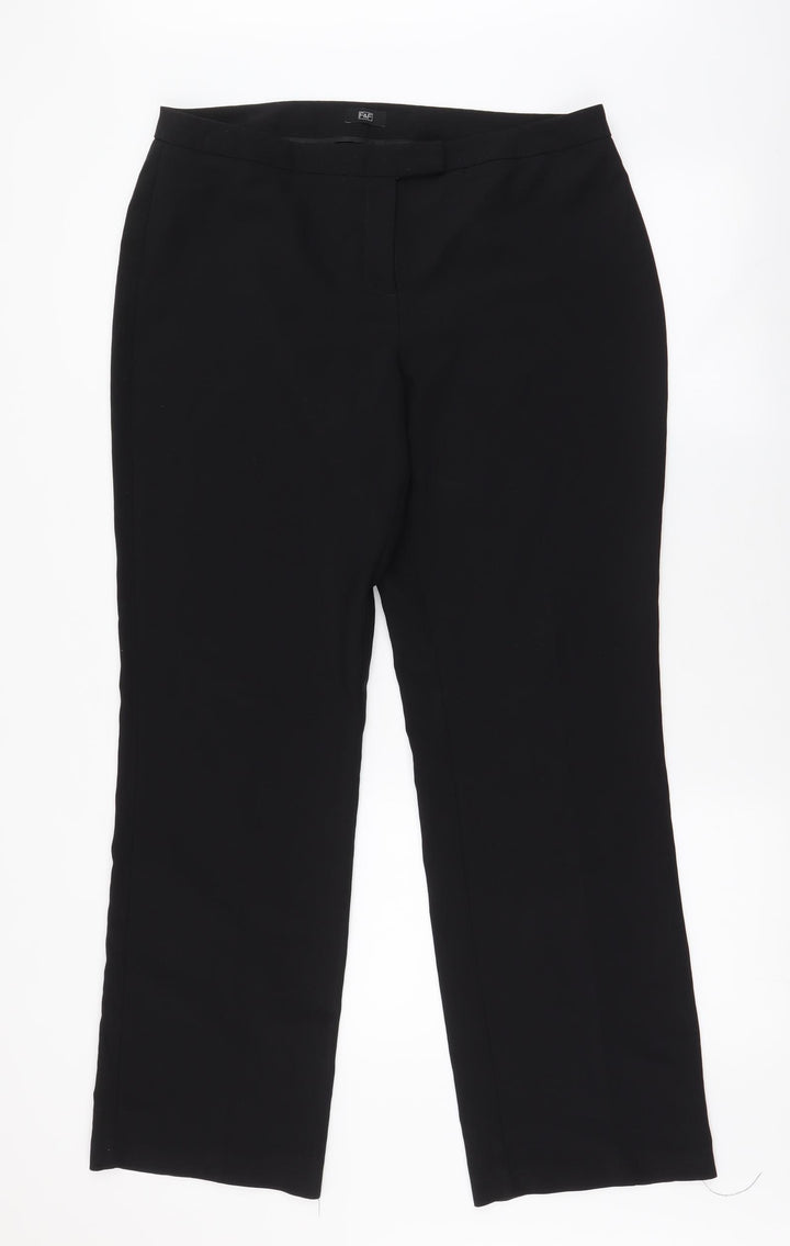 F&F Womens Black Polyester Dress Pants Trousers Size 14 L30.5 in Regular Zip