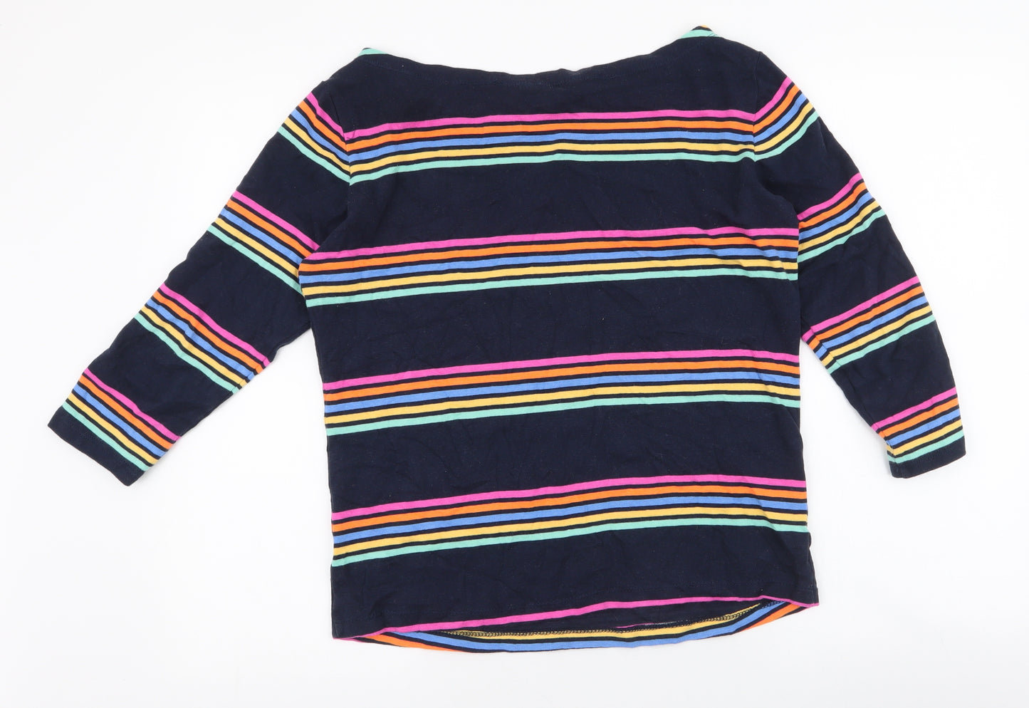 F&F Womens Blue Boat Neck Polka Dot Cotton Pullover Jumper Size 12